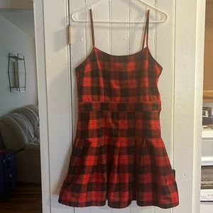 RED CHECKERED DIVIDED SUMMER DRESS SIZE M
